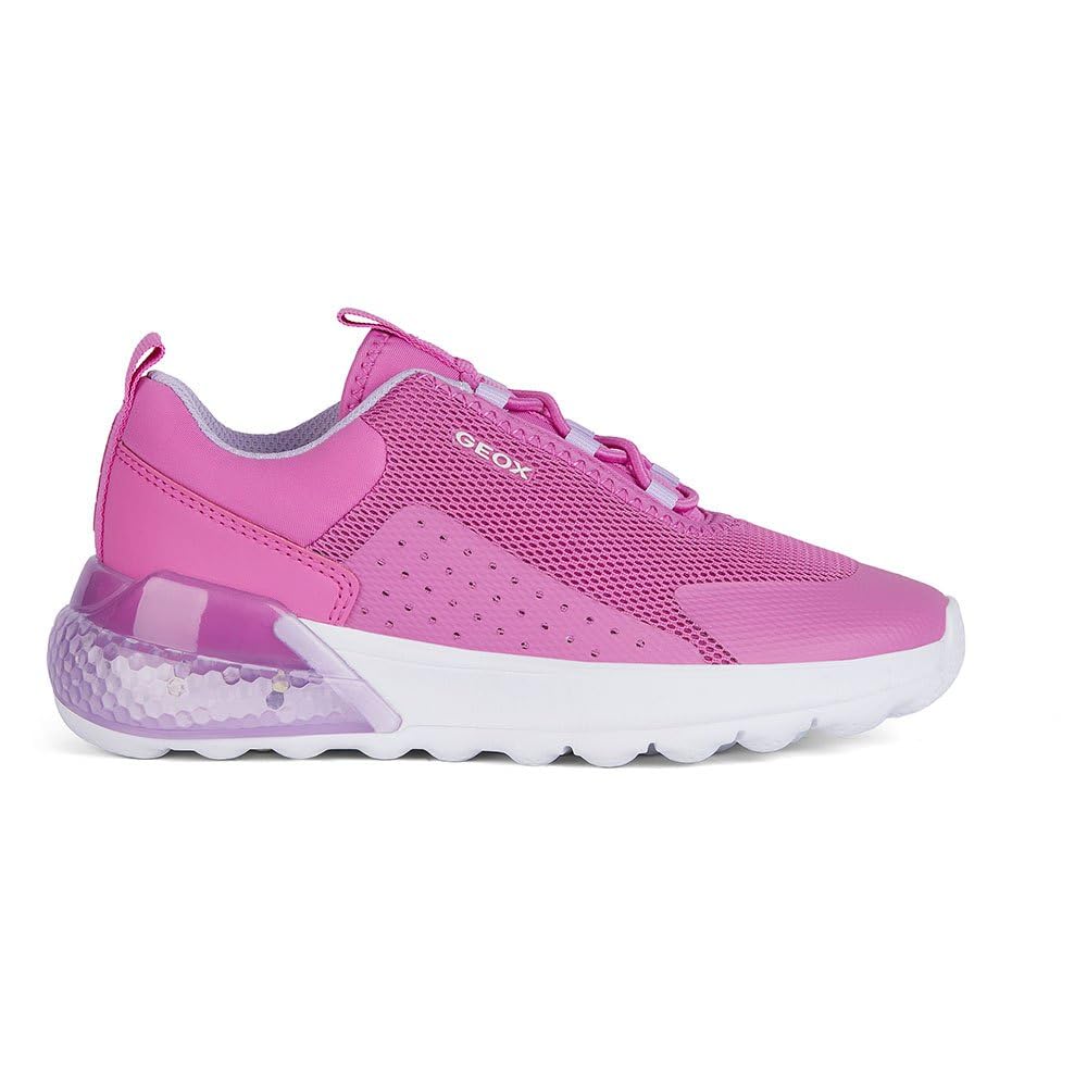 Geox Girls J Activart Illuminus Sneaker, Fuchsia Lilac, 4 UK