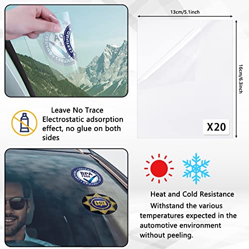 Image of 20 Pcs Clear Static Cling Windshield Sticker Bulk, Static Cling Window Film