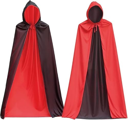 [Ayoii] ハロウィンマント 仮装用マント コスチューム ドラキュラ変装 死神 吸血鬼 ロング ハロウィン ブラック 肩下約140㎝ フード付き ハロウイン仮装 コスプレ衣装 悪魔 魔法師 リバーシブル 文化祭 学園祭 コスプレ ハロウィーン フリーサイズ 大人用 男女兼用 cosplay (フード付き 140CM)のサムネイル