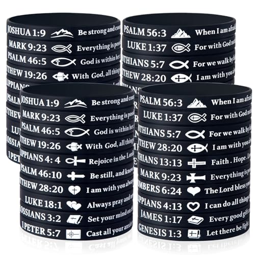 Cadeaux pour prix scolaires : bracelets chrétiens en caoutchouc avec versets