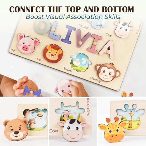 personalized name puzzle custom baby gifts personalized name puzzles for toddlers 1-3 personalized baby gifts 1st birthday girl and boy puzzle with animals