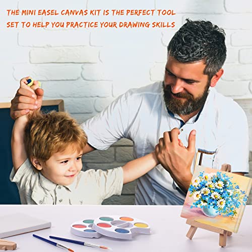 Glenmal Watercolor Paint Sets 3 X 4 Small Painting Canvas With Easel Paints Brush Set Kids Art Party Favors And Party Supplies Washable Watercolor Bulk For Kids Birthday Prizes (12 Sets) #TOP3
