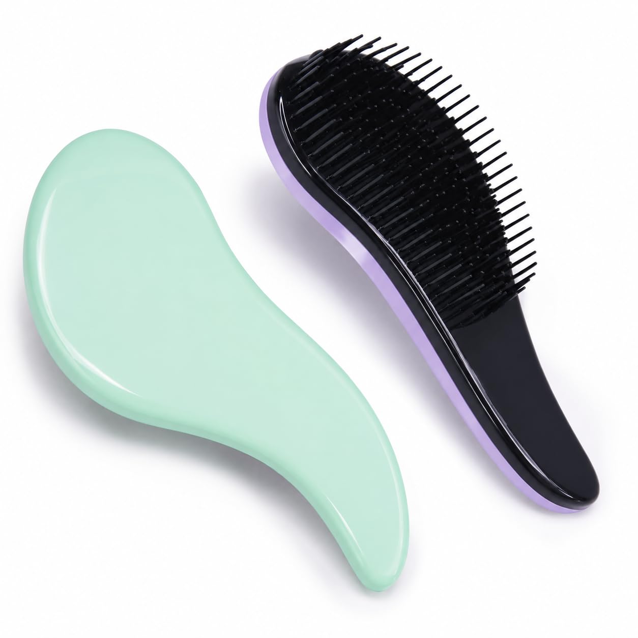 Self Cleaning Hair Brush with Rotating Handle, Adjustable Anti Static Detangling Scalp Massage Paddle Brush for Women Men, Straight Curly Thick Thin Wet Dry Hair Styling Comb(1 pcs) (fish shape hair comb)-image-4