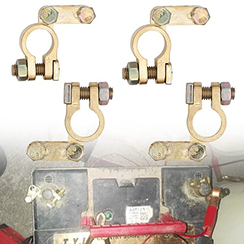 ZoeTekway - Terminales de batería de 4 piezas, abrazadera de poste de conector de batería de coche, terminales de conexión universales para barco de coche, abrazaderas de poste de batería con pernos