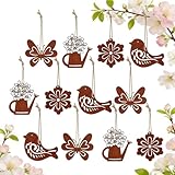 PIujsym Frühlingsdeko zum Aufhängen, 12er Set Deko Vögel Schmetterlinge Blumen Gießkannen, osterdeko Outdoor, C ...