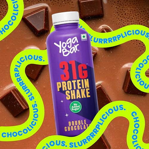 Image of Yogabar Protein Shake 31g with No Added Sugar, Double Chocolate Flavor, Low Fat, Rich Calcium, Ready-to-Drink Milkshake, 250ml, Pack of 6