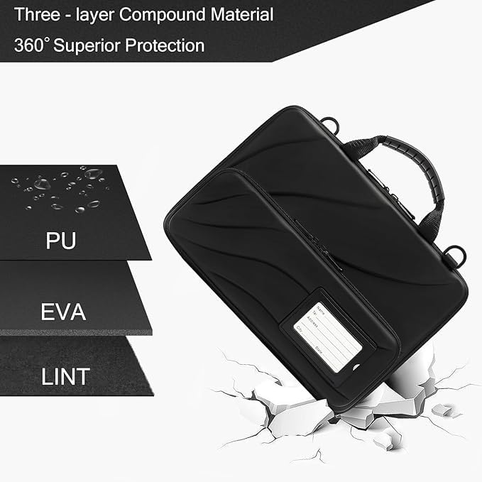 Image of 360All Around Protective Hard Shell Unisex Shockproof Laptop Bag Case Cover with Shoulder Strap, Messenger Bag with Superior Protection