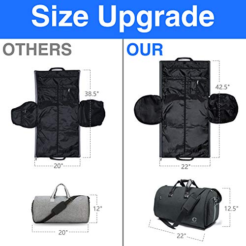 Crospack Carry on Garment Bag for Travel,Upgraded 55L Garment Bag Convertible Suit Duffle Bag for Airplane, Suit Bag for Men Dark Grey