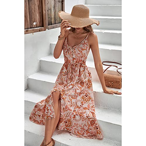 Image of BROVAVE Women's 2026 Summer Casual Boho Sundress Spaghetti Strap Midi Dress