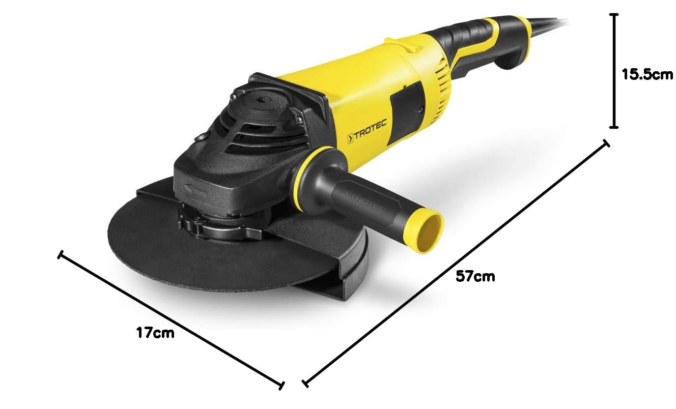 TROTEC PAGS 10-230 smerigliatrice angolare 2.000 W, disco 230 mm | Velocità 6.500 min⁻¹, interruttore di sicurezza e cavo in gomma 4 m per taglio e smerigliatura