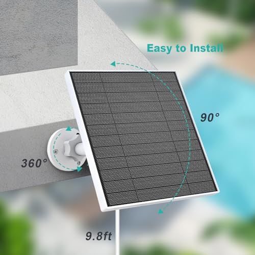 Image of Solar Panel for Eufy Camera, 5W Solar Panel Compatible with Eufycam 3 /3C /2 /2 Pro /2C /2C Pro /E /E20 /E40 /L20 /L40, Solar Charger for Eufy Camera with USB-C Port, Micro USB Adapter, IP65 Waterproof