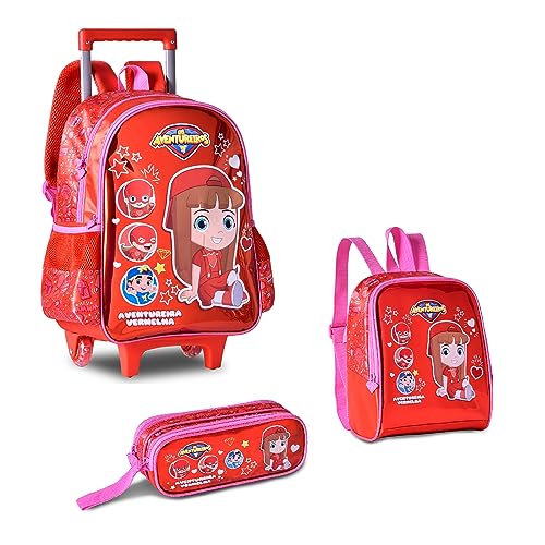 Kit Mochila Rodas c/Luz, Lancheira e Estojo Os Aventureiros - Clio Style