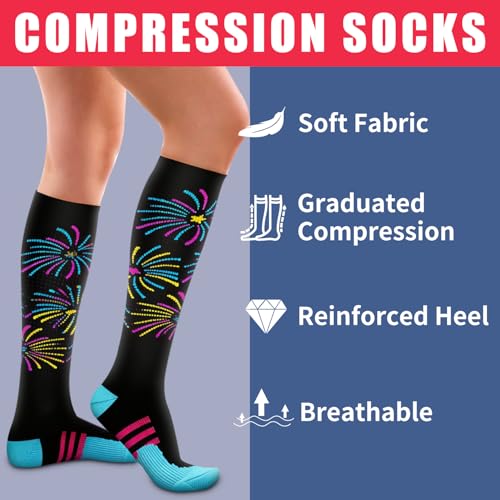 Image of Laite Hebe 4 Pairs-Compression Socks for Women&Men Circulation-Best Support for Nurses,Running,Athletic