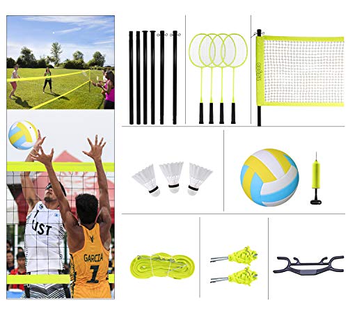 image for Professional Outdoor Volleyball/Badminton Net System - Complete Volley