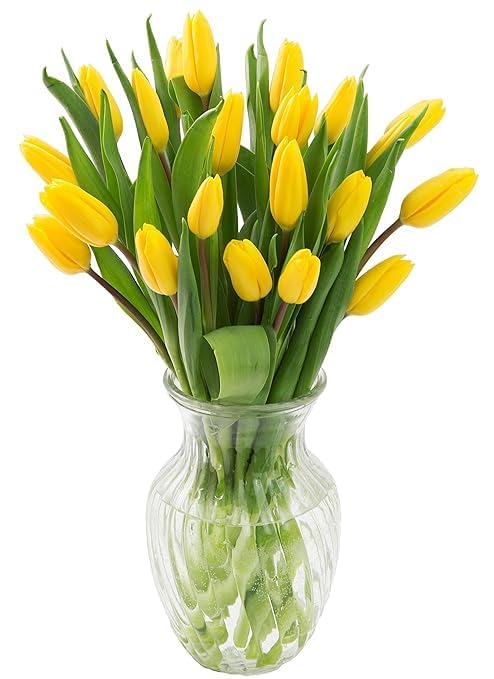 KaBloom-20 Yellow Tulip Bouquet,Flowers for Valentine, Mother's Day