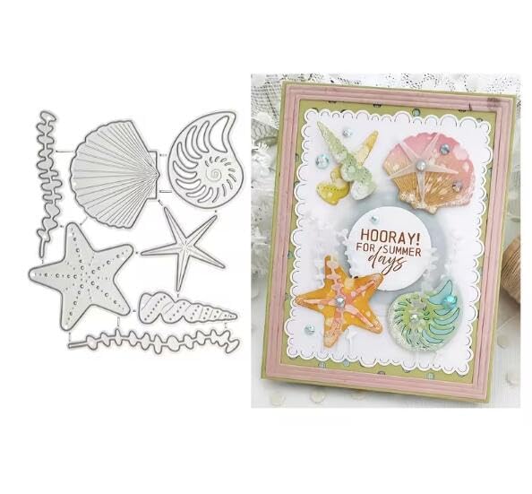 Yqtwlkjic Seashell and Starfish Metal Die Cuts, Ocean Shell Cutting Dies, DIY Scrapbooking Decorative Embossing Paper Scrapbooking Card Making