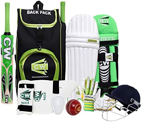 CW Bullet Left Hand Cricket Set Club Level Tournament Quality Match Ready Cricket Set Full Size Adult Men Senior Cricket Set With Kashmir Willow Bat Cricket Kit Pack Complete Set Full Size