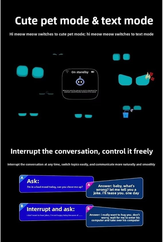 AI Chatbot Robot | Voice Control,Smart Electronic Pet,Companion with Emotional Interaction,Interactive Desk Robot Gift (Pink)