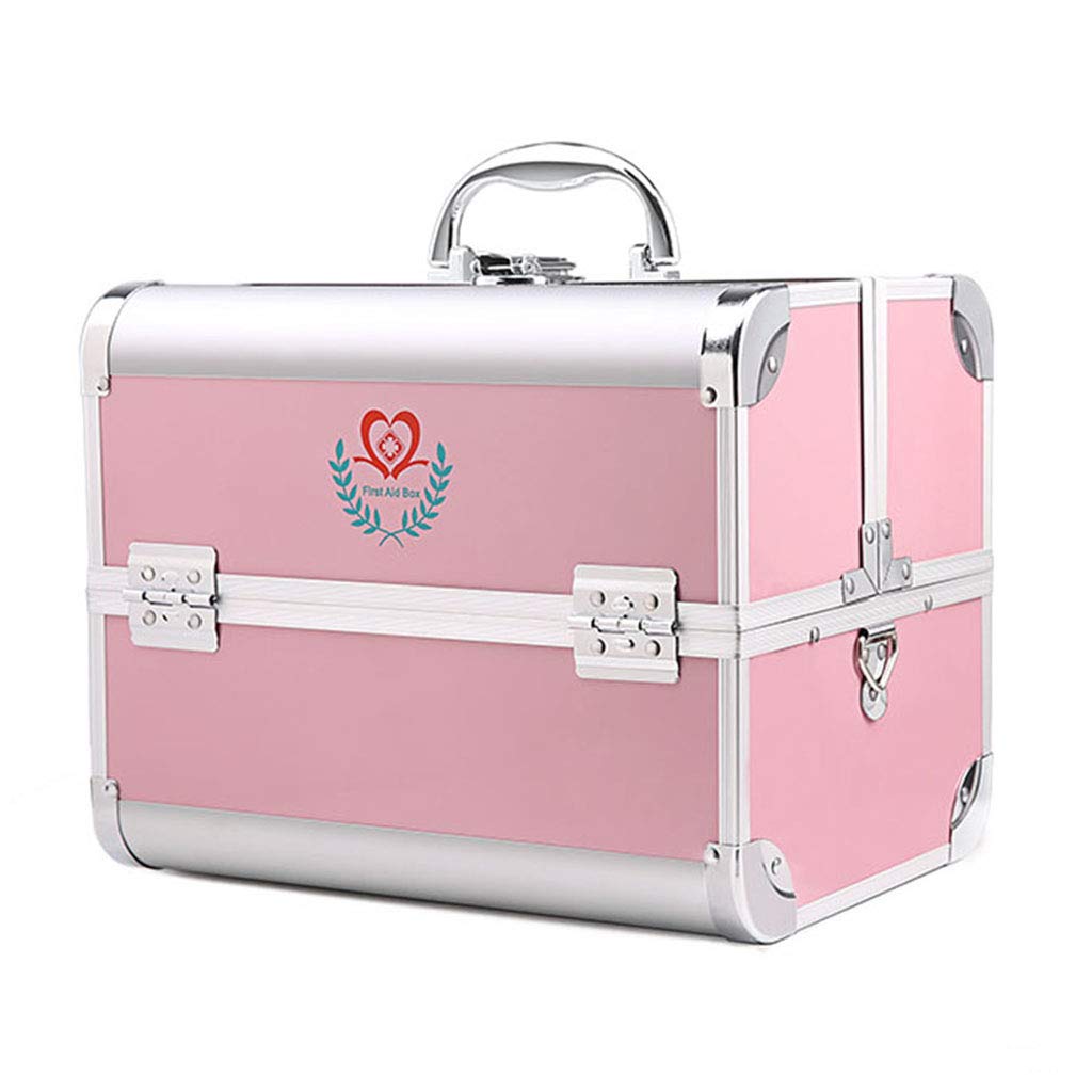 Scatola Medica Con Serratura, Scatola Del Kit Di Pronto Soccorso Scatola Di Immagazzinaggio Della Medicina Con Serratura Di Sicurezza Con Maniglia Portatile Per Auto, Casa, Viaggio - Argento/Rosa