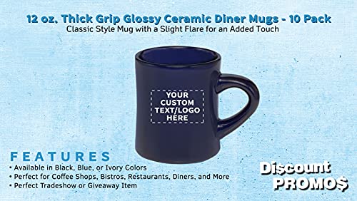 Juego de 10 mugs cerámicos azules de 12 oz con agarre grueso miniatura 2