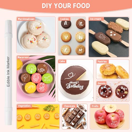 3 Stück Essbar Lebensmittelstift Weiße 3er Set Mit Zweifacher Spitzenausführung Vegan, Glutenfrei, Fondant Lebensmittelfarbe Weiße Zum Malen und Schreiben auf Torten & Co.