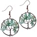 SUNYIK Green Aventurine Tree of Life Dangle Earrings