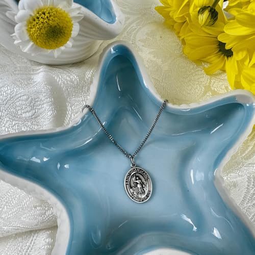 Sterling Silver St. Joan of Arc Pendant with 18" Stainless Steel Lite Curb Chain. Patron Saint of Soldiers/France3