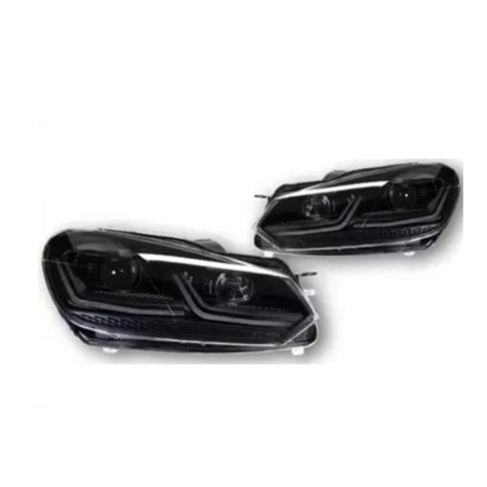 Gruppo Ottico Anteriore Per VW Per Golf 6 MK6 2009-2012 | Fari anteriori a doppia lente con LED potenziati(NERO,Guidatore mancino)
