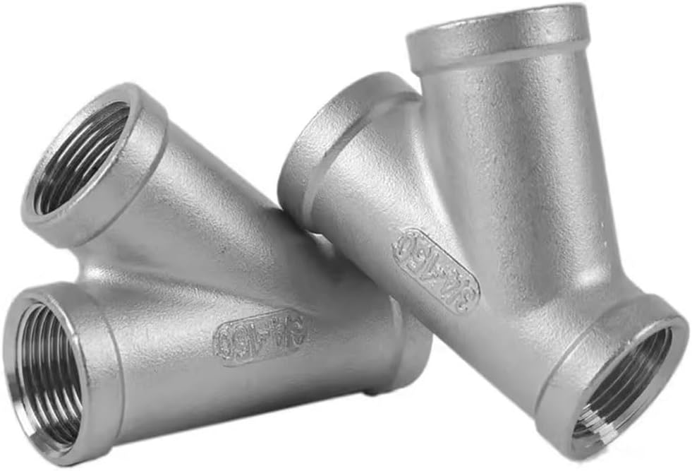 304 Stainless Steel Y-Shaped Tee Joint Pipe Fittings - 45 Degree Oblique, Female Thread Sizes 1/4" to 2" for Plumbing Systems -1PCS(DN32)