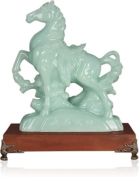 Figurines,Feng Shui Statues/Ornaments,Chinese Zodiac Horse Synthesize Jade Horse to Give Gifts to Successful Business Opening Home Decoration Attract Wealth and Good Luck Decor