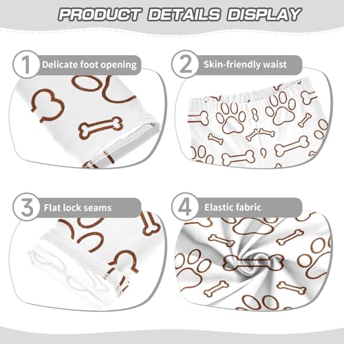 ALAZA Girls' Leggings Children's Yoga Pants Skinny Printed Dance Dog Paw Bones Lines Comfortable 4T2