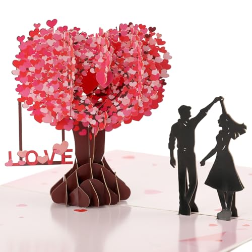 Hochzeitskarte Pop Up,Hochzeitskarten 3D Liebesbaum,pop up karte hochzeit mit Grußkarte und Umschlag,Hochzeitsgeschenk Personalisiert,Geeignet für Hochzeitstage, Jubiläen, Hochzeiten,Valentinstag