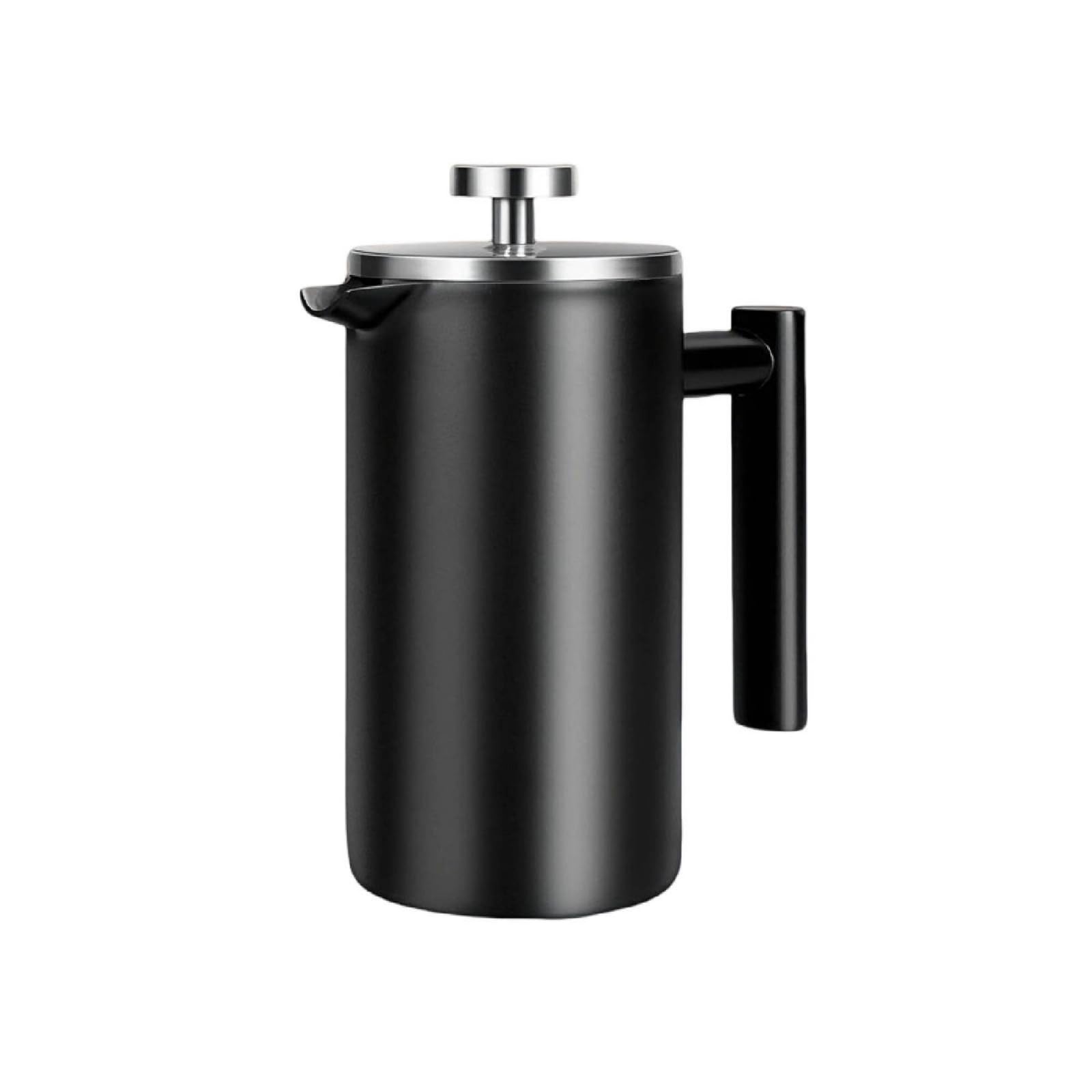 Cafetera Émbolo Francesa Acero Inoxidable Émbolo Francesa con Doble Filtro Negro Opaco Cafetera con Filtros para Hogares, sayuno, Cocina, Oficina