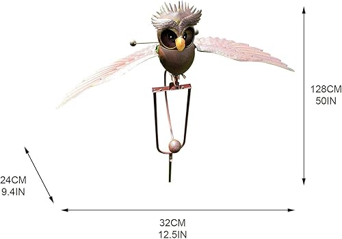 Miniatura 7 de Decoración de búho de metal para exteriores, molinos de viento de metal, molinos de viento para patio y jardín, decoración de búho mecedor, adornos
