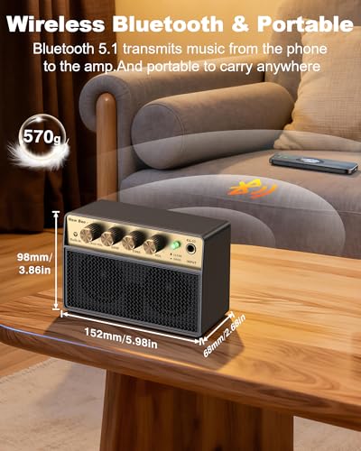 Image of Guitar Amp with Clean Drive, 3.5mm /AUX 6H Work for Indoor Practice Travel
