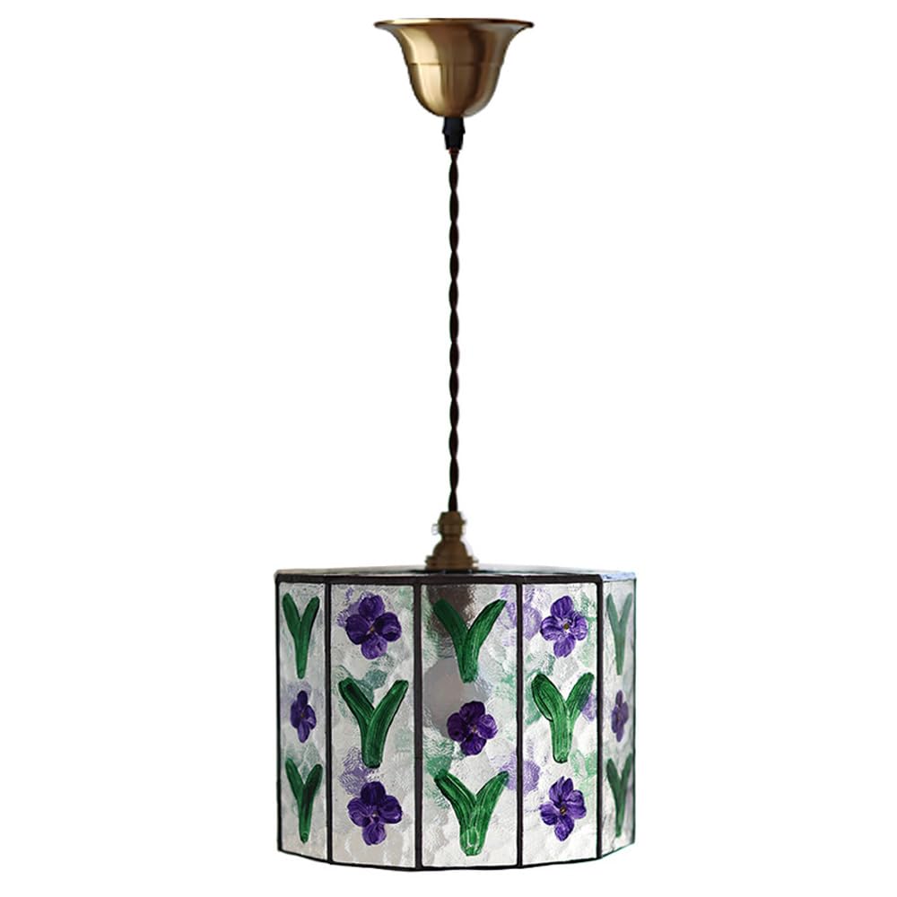 Suspension LED style vintage en vitrail coloré pour une touche rustique