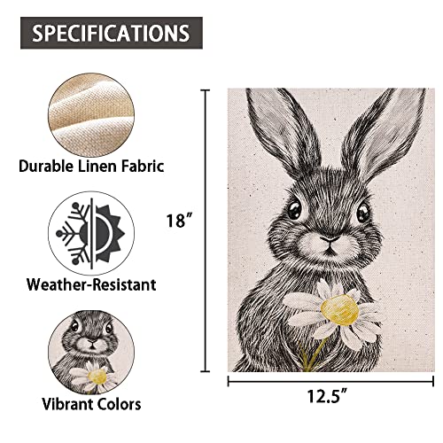 Ogiselestyle Welcome Rabbit Garden Flag Vertical Double Sided, Spring Easter Bunny Daisy Holiday Yard Outdoor Decoration 12.5 X 18 Inch #TOP6
