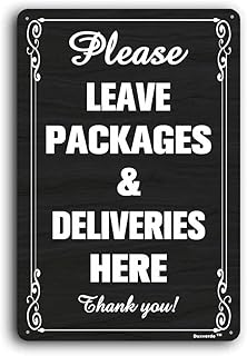 XXBCSS Please Leave Packages and Deliveries Here Sign, Deliveries Signs for Front Door, Delivery Instructions for My Packages, 8x6 Aluminum Sign for Indoor Outdoor Use