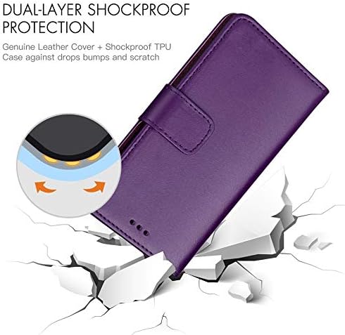ameego Genuine Leather Bookcase for iPhone 11 PRO Max, Premium authentic Genuine Leather Wallet case with Magnetic, Kickstand - Image 4