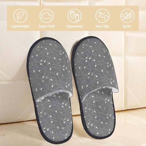 Airplane Routes Around The World Print House Slippers For Women And Men,Soft Slippers With Memory Foam,Non-Slip Indoor Home Shoes2