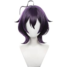 Anime Hiiragi Utena Wig Purple Short Curly with Ahoge Party Hair Halloween Cosplay Props Accessory
