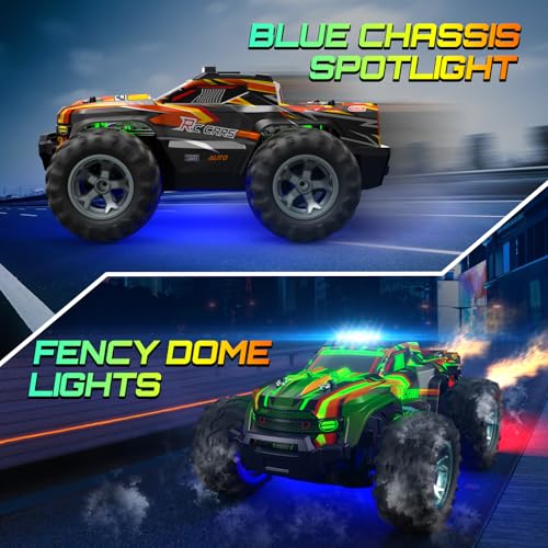 Remote Control Car for boys, 1:16 Scale All Terrain RC Cars,High Speed 25Km/h Fast Car with Colorful Led Light and spray, 2x1300mAh Rechargeable Battery RC Truck, Toy Car Gift for Teen Boys Girl Kids — view 4