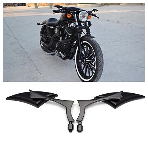 Black 8mm/10mm Motorcycle Spear Blade Rear View Side Mirrors for Cruiser Chopper Sportster Dyna Softail Street Bike Scooter Dirt Bike