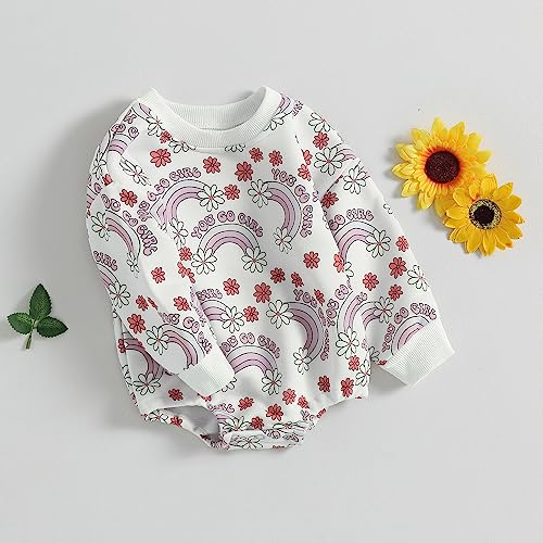 Amiblvowa Newborn Baby Girl Boy Sweatshirt Romper Crewneck Oversized Long Sleeve Floral One Piece Outfits Fall Winter Clothes (Green St Patricks Day Lucky Charm, 12-18 Months) #TOP5