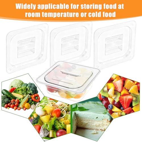15 Pcs Polycarbonate Hotel Pan Lids with Handle 1/6 Size Universal Handled Food Pan Lid Clear Plastic Steam Table Pan Lid Food Storage Containers Covers for Restaurant Hotel Commercial(6.9”x 6.3”)