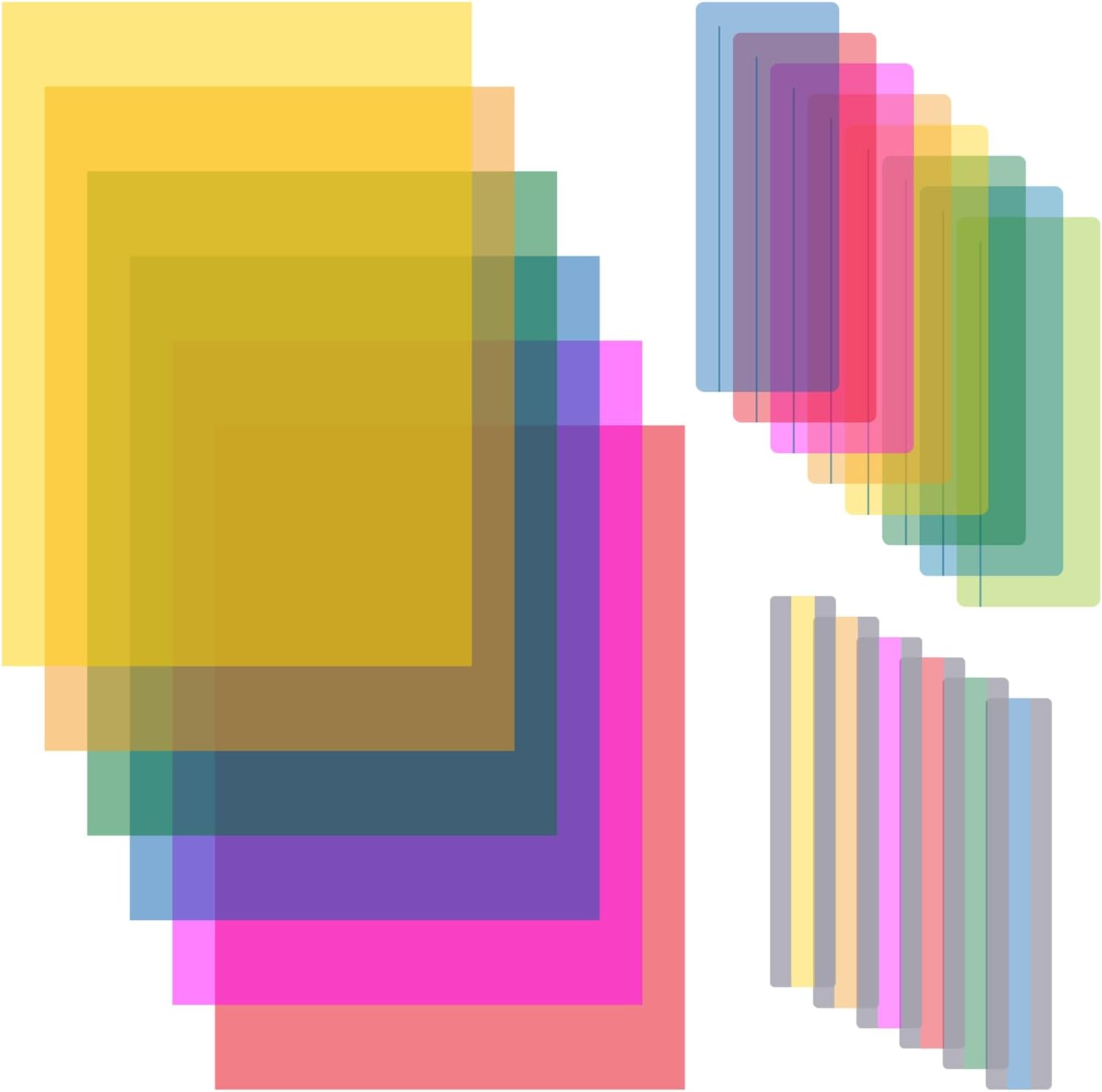 20 Pcs Coloured Dyslexia Overlays, 3 Sizes Of Overlays For Reading ...