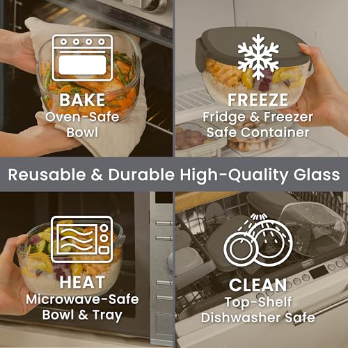 Image of Bentgo Glass Salad Container with Airtight Lid & Leak-Proof Sauce Cup