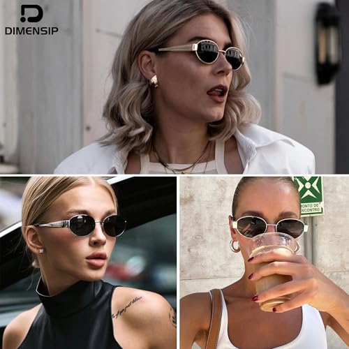 Retro Oval Sunglasses for Women Men - Trendy Gold Sun Glasses - Fashion Metal Frame Shades2