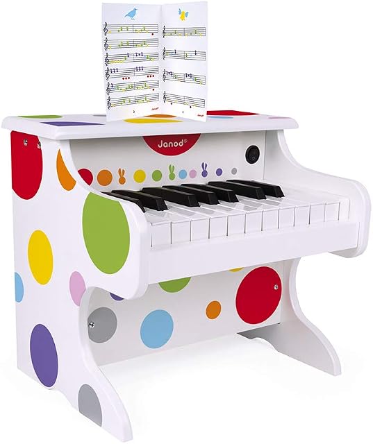 Janod - My First Confetti Wooden Electronic Piano - Pretend Play and Musical Awakening Toy - from 3 Years Old, J07618