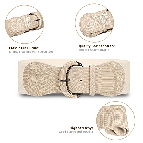 Valleycomfy 3-Piece Women's Elastic Wide Dress Belts - PU Leather, Stretchy, Vintage Waistband4